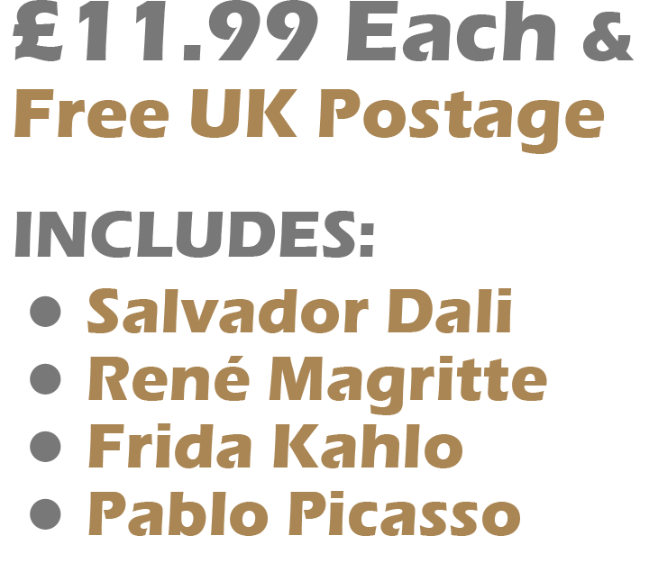Artists 4 Card Set £11.99 Includes Salvador Dali, Rene Magritte, Frida Kahlo & Pablo Picasso Cards